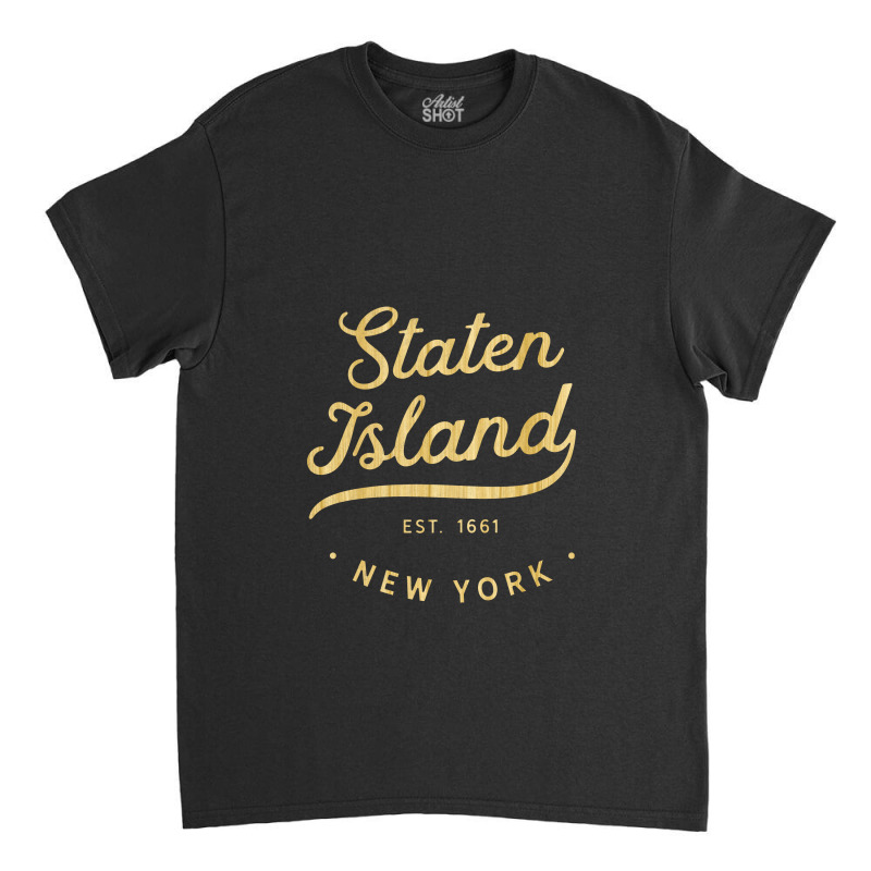 Claassic Retro Vintage Staten Island Woodgrain Nyc Usa Casual Classic T-shirt by celanasubek | Artistshot