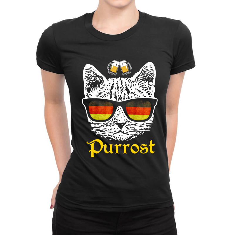 Purrost Oktoberfest Beer Drinking Cat Ladies Fitted T-Shirt by MichaelAlavarado | Artistshot