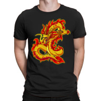 Asian Dragon And Sun, Oriental Chinese Art, Orange Design T-shirt | Artistshot