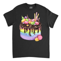 Whimsical Rainbow Birthday Cake T  Shirt Rainbow Chocolate Cake With M Classic T-shirt | Artistshot