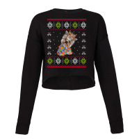 Christmas Lights Yorkshire Terrier Dog Santa Tree Xmas Gift Cropped Sweater | Artistshot