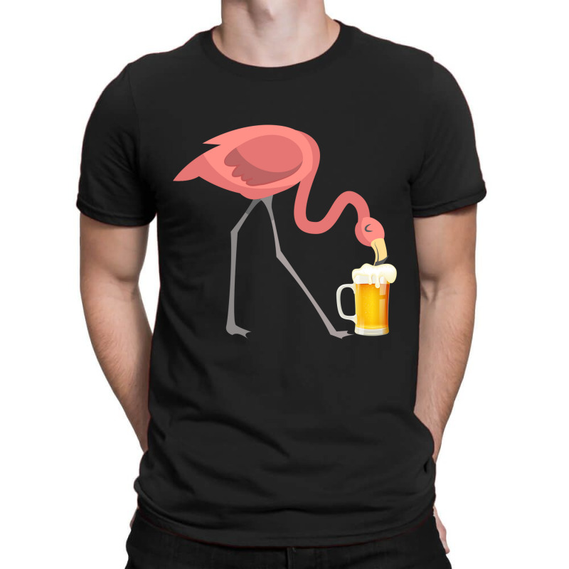 Flamingo Drinking Beer T-shirt Bird Lover Alcohol Party Tee T-Shirt by LisaSnyder | Artistshot