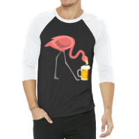 Flamingo Drinking Beer T-shirt Bird Lover Alcohol Party Tee 3/4 Sleeve Shirt | Artistshot