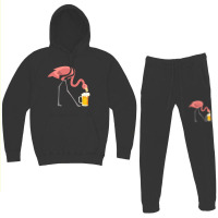 Flamingo Drinking Beer T-shirt Bird Lover Alcohol Party Tee Hoodie & Jogger Set | Artistshot