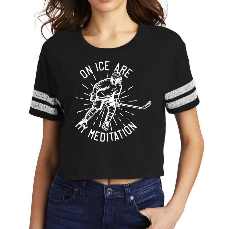 On Ice Are My Meditation Hockey Scorecard Crop Tee by putridayanah | Artistshot