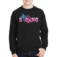 Strong With Cross Ribbon Youth Sweatshirt | Artistshot