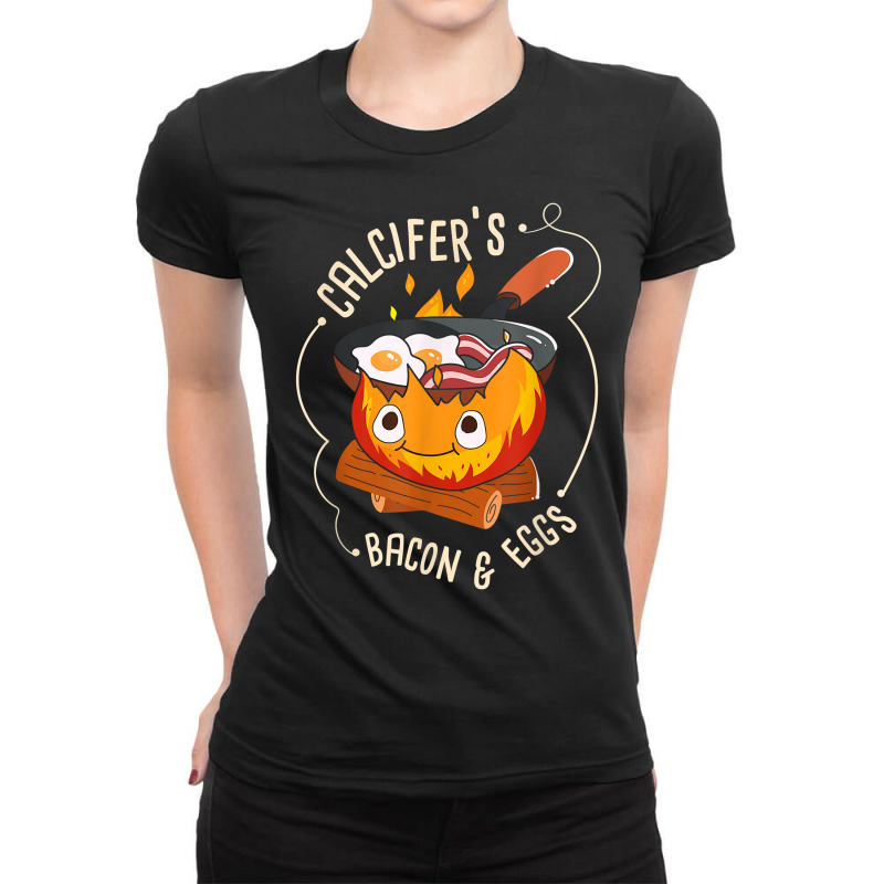 Calcifers Bacon And Egg I Camping Cooking I Bacon T Shirt Ladies Fitted T-Shirt by tandonwelters | Artistshot