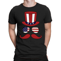 Top Hat - Sunglasses - Mustache - American Flag Patriotic T-shirt | Artistshot