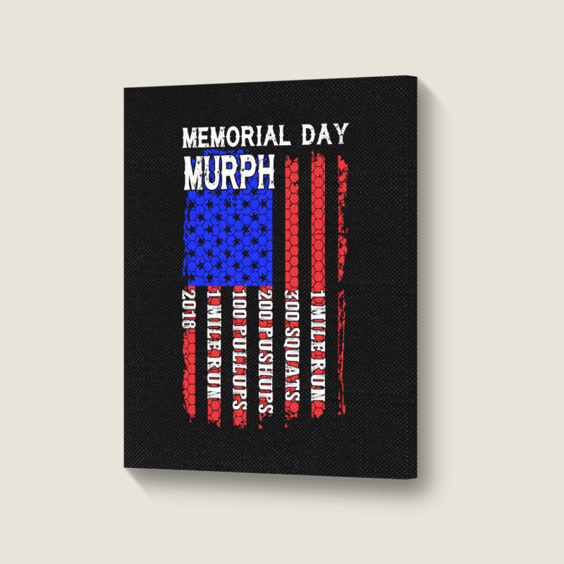 Memorial Day Murph Patriotic Flag 2019 Wod Challenge Portrait Canvas Print | Artistshot