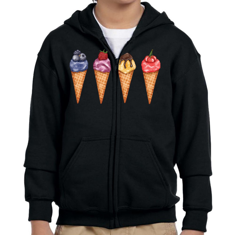 Assorted Ice Cream Cones T  Shirt Assorted Ice Cream Cones Set   Blueb Youth Zipper Hoodie by thymeartiste | Artistshot