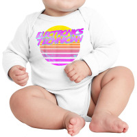 Vintage Retro Electronics Technician T Shirt Long Sleeve Baby Bodysuit | Artistshot