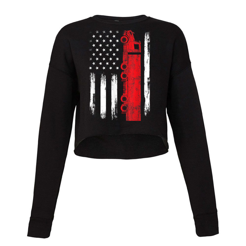 Trucker American Flag Truck Semi Truck Driver Trucking Trucker Cropped Sweater by urethrapricey | Artistshot