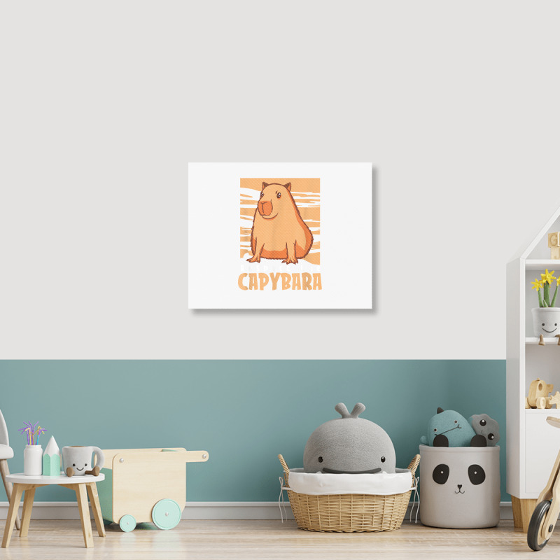 Capybara South American Rodent   Respect The Capybara T Shirt Landscape Canvas Print by lelalucin | Artistshot