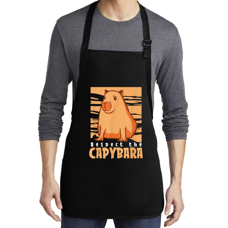 Capybara South American Rodent   Respect The Capybara T Shirt Medium-Length Apron by lelalucin | Artistshot