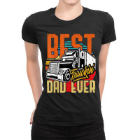 Trucker Best Truckin Dad Ever Funny Cool Trucker Father Vintage Ladies Fitted T-shirt | Artistshot