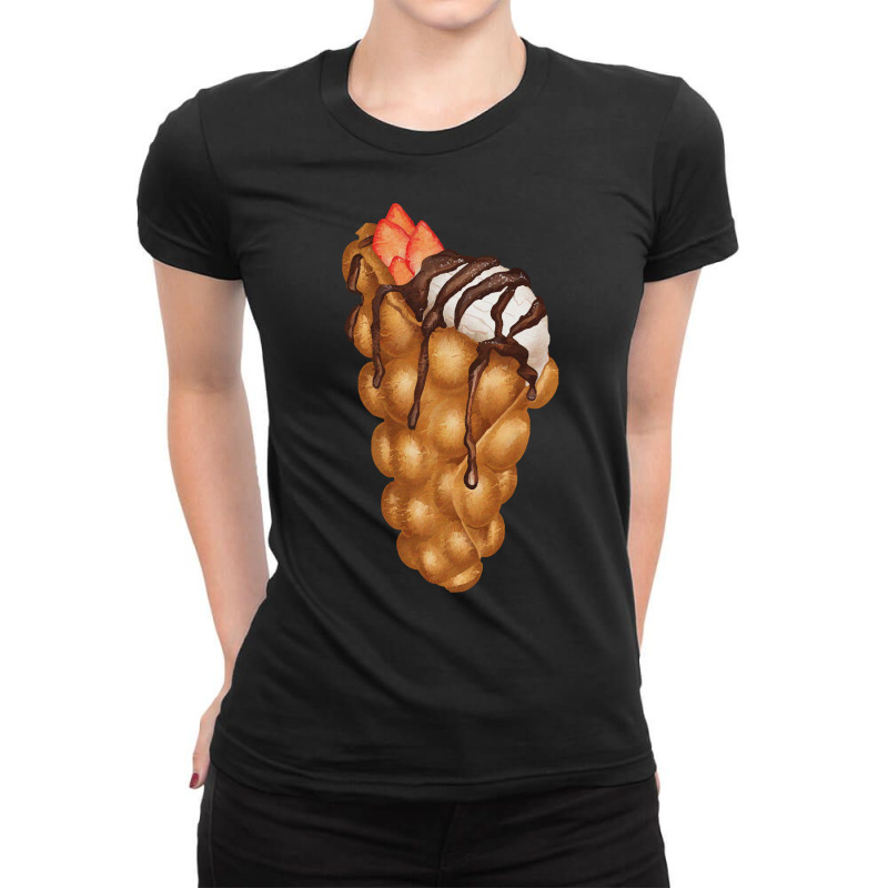 Bubble Waffle Ice Cream T  Shirt Egg Bubble Waffle Vanilla Ice Cream W Ladies Fitted T-Shirt by thymeartiste | Artistshot