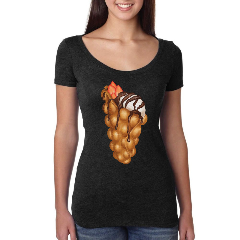 Bubble Waffle Ice Cream T  Shirt Egg Bubble Waffle Vanilla Ice Cream W Women's Triblend Scoop T-shirt by thymeartiste | Artistshot