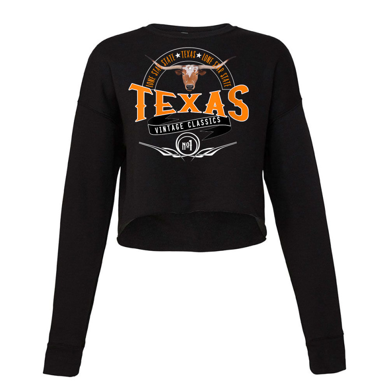 Womens Vintage Classic Style Texas Lone Star Longhorn Design V Neck T Cropped Sweater by aryanahjerich | Artistshot