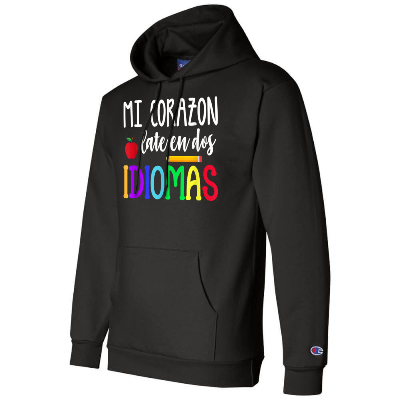 Mi Corazon Late En Dos Idiomas Bilingual T Shirt Champion Hoodie by caroldian | Artistshot