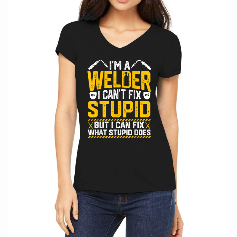 Welder Cool Welding Art For Welder Iron Worker Pipeliner Women's V-Neck T-Shirt by urethrapricey | Artistshot