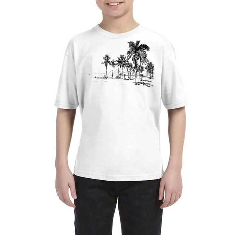 Nature Beauty Beach Mountain Palm Tree   Ocean Parasol Sea T Shirt Youth Tee by caroldian | Artistshot