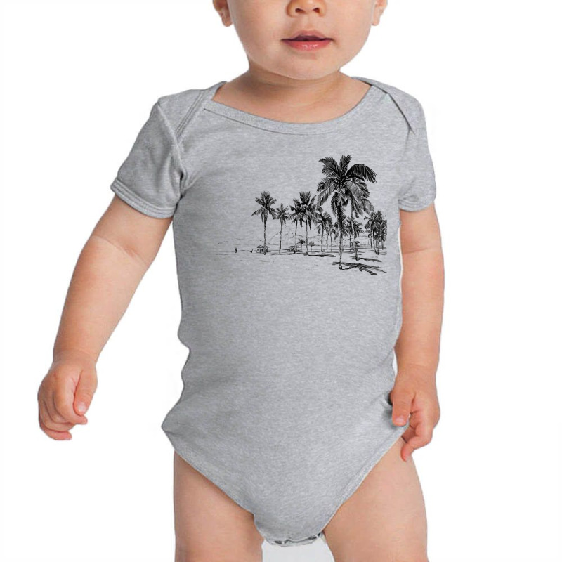 Nature Beauty Beach Mountain Palm Tree   Ocean Parasol Sea T Shirt Baby Bodysuit by caroldian | Artistshot