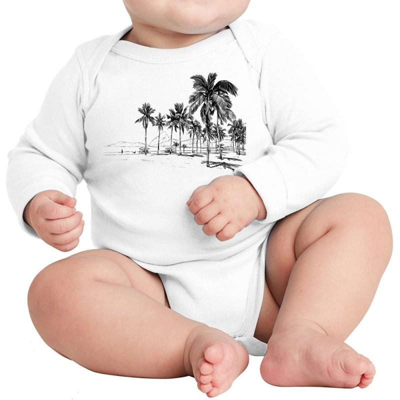 Nature Beauty Beach Mountain Palm Tree   Ocean Parasol Sea T Shirt Long Sleeve Baby Bodysuit by caroldian | Artistshot