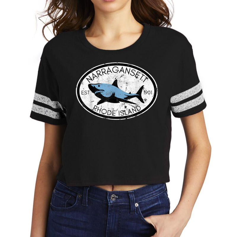 Narragansett Rhode Island Fishing Shark Fish Beach Vintage T Shirt Scorecard Crop Tee by aryanahjerich | Artistshot