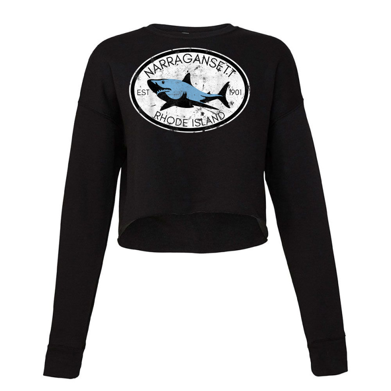 Narragansett Rhode Island Fishing Shark Fish Beach Vintage T Shirt Cropped Sweater by aryanahjerich | Artistshot