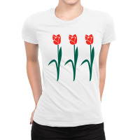 Three Red Tulips Ladies Fitted T-shirt | Artistshot