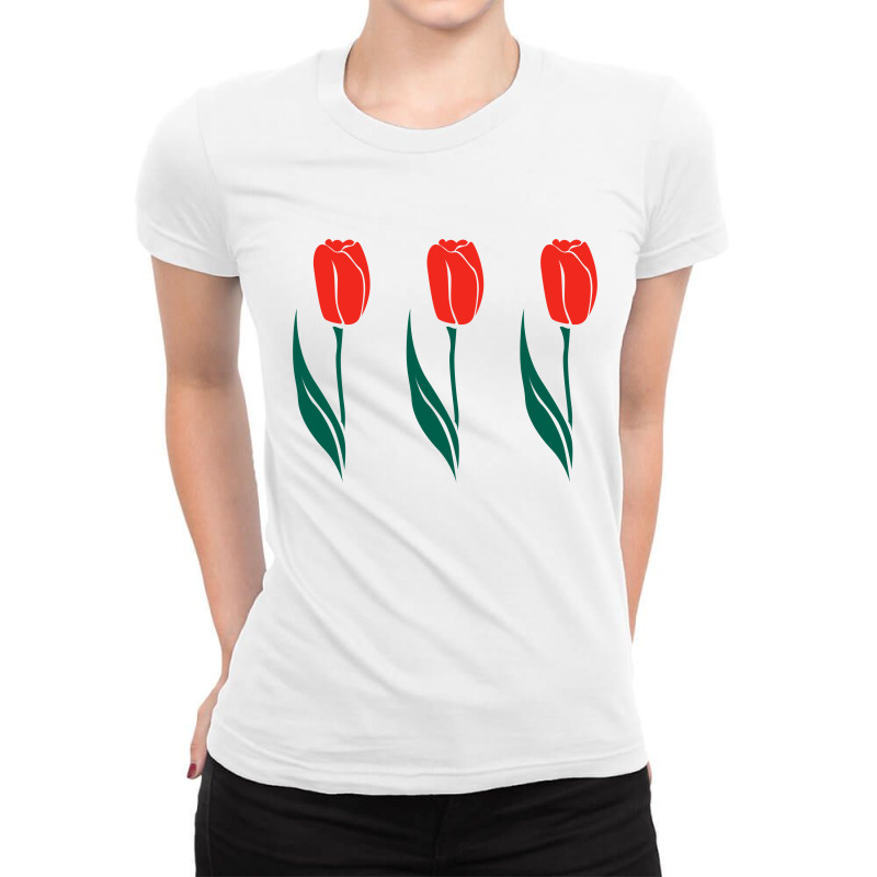 Three Red Tulips Ladies Fitted T-Shirt by blackacturus | Artistshot