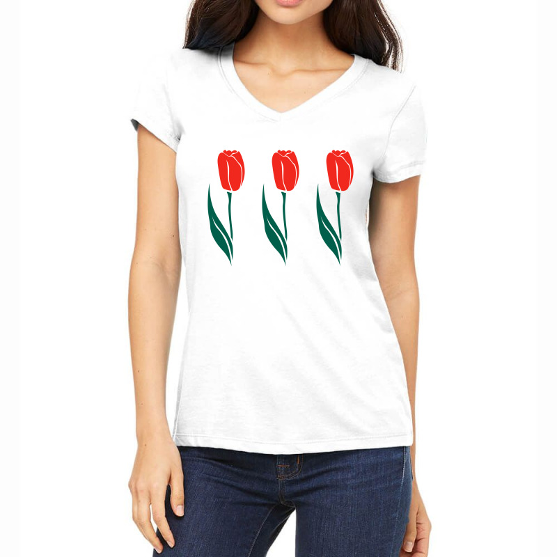 Three Red Tulips Women's V-Neck T-Shirt by blackacturus | Artistshot