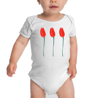 Three Red Tulips Baby Bodysuit | Artistshot