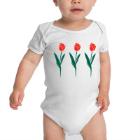 Three Red Tulips Baby Bodysuit | Artistshot