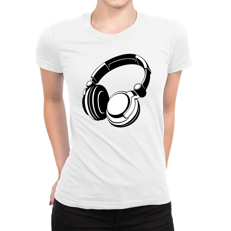 Headphones Black Humor Ladies Fitted T-shirt | Artistshot