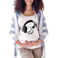 Headphones Black Humor Maternity Scoop Neck T-shirt | Artistshot