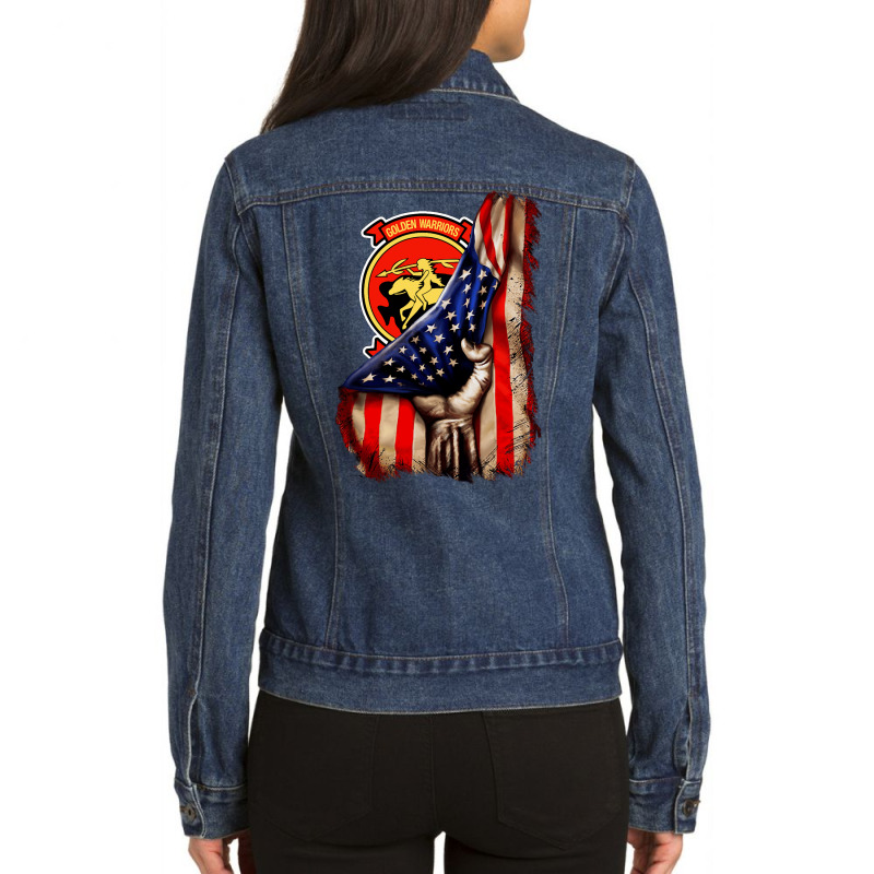 Strike Fighter Squadron 87 (vfa 87) American Flag Long Sleeve T Shirt Ladies Denim Jacket by lelalucin | Artistshot