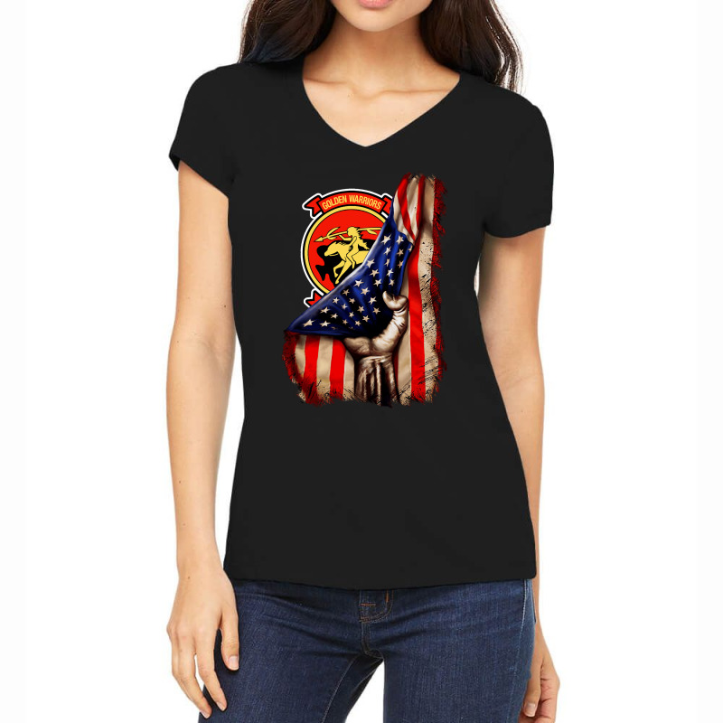 Strike Fighter Squadron 87 (vfa 87) American Flag Long Sleeve T Shirt Women's V-Neck T-Shirt by lelalucin | Artistshot