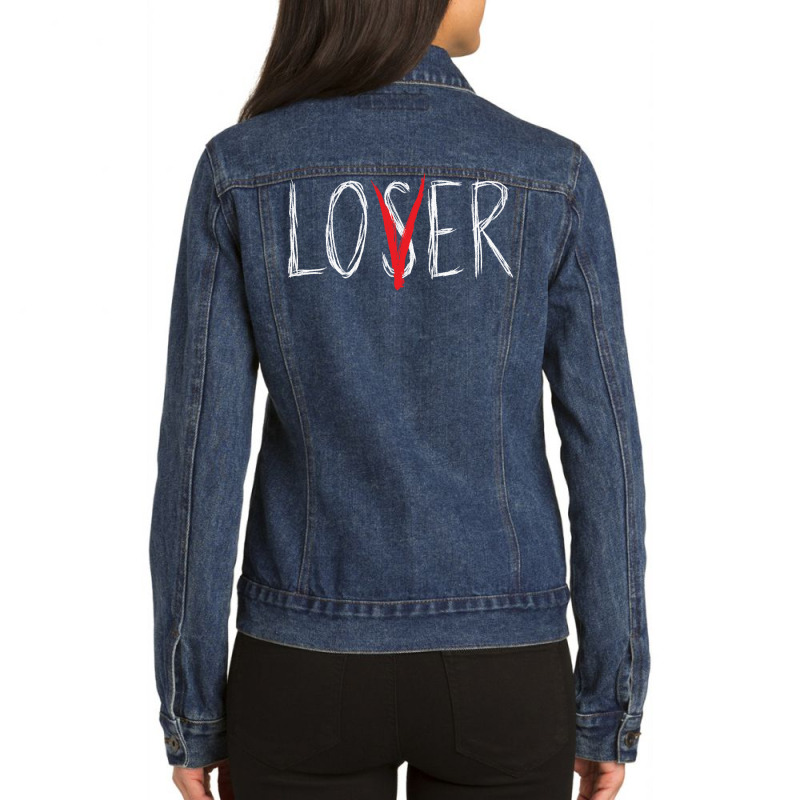 Loser Lover Shirt Horror Novelty Scary Movie  Loser Lover Pullover Hoo Ladies Denim Jacket | Artistshot