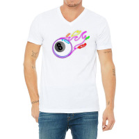 Colorful Neon Lights Eight Ball Billiards Pool T Shirt Mm V-neck Tee | Artistshot