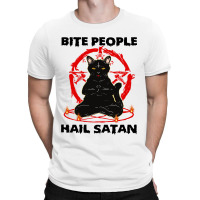 Hail Satan Funny Cat Yoga T-shirt | Artistshot