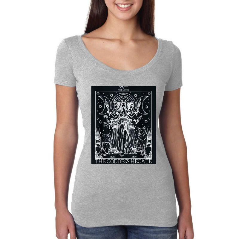 Hecate Tarot Card Triple Moon Goddess Witch Wiccan Pagan Women's Triblend Scoop T-shirt by Nindy Tees | Artistshot