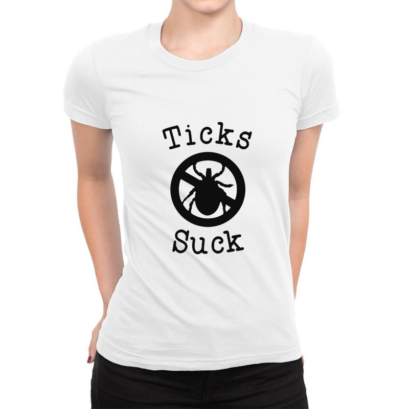 Ticks Suck Shirt Lyme Disease Gift Green Awareness Ribbon Ladies Fitted T-Shirt by johnoconnorart | Artistshot