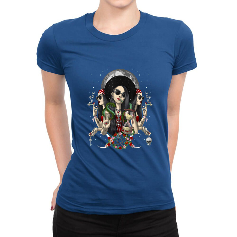 Hecate Triple Moon Goddess Pagan Witch Gothic Wiccan Occult Ladies Fitted T-Shirt by galakepol | Artistshot