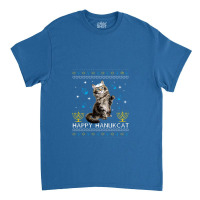 Happy Hanukcat Ugly Hanukkah Sweater Maine Coon Cat Jewish Classic T-shirt | Artistshot