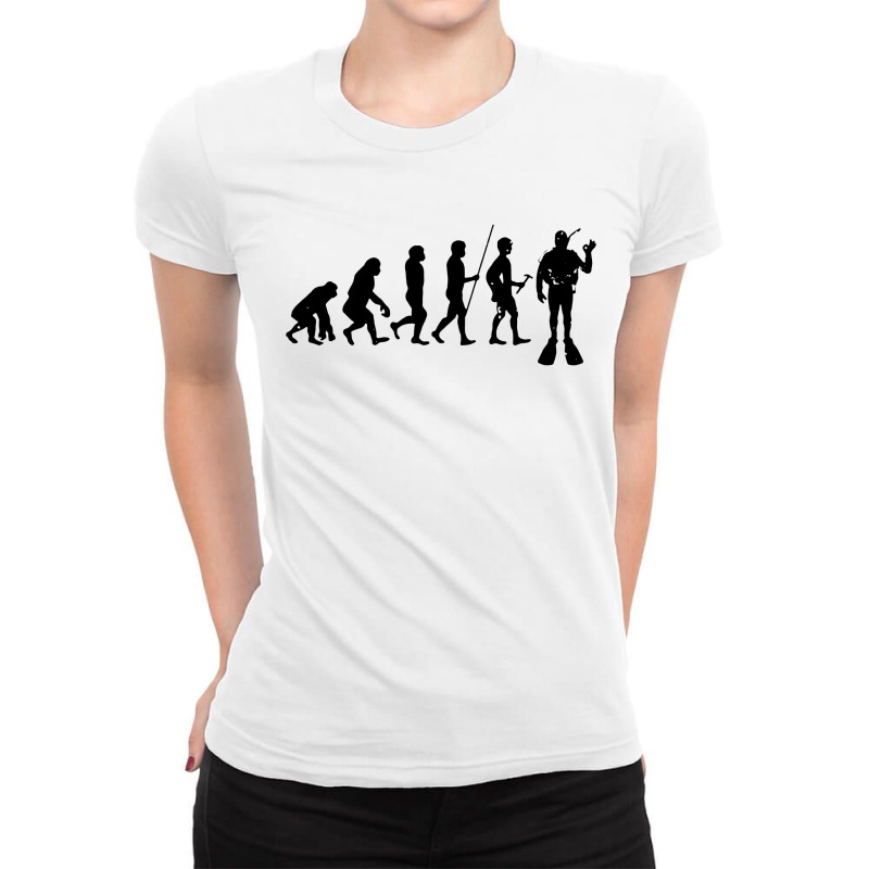 Scuba Diver Evolution Ladies Fitted T-Shirt by trokeryth | Artistshot