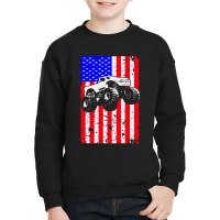 Truck American Flag Racing Usa Youth Sweatshirt | Artistshot