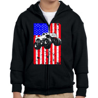 Truck American Flag Racing Usa Youth Zipper Hoodie | Artistshot