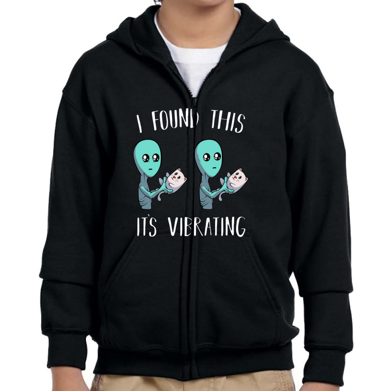 I Found This It's Vibrating Alien With Vibrating Cat Pullover Youth Zipper Hoodie by celanasubek | Artistshot