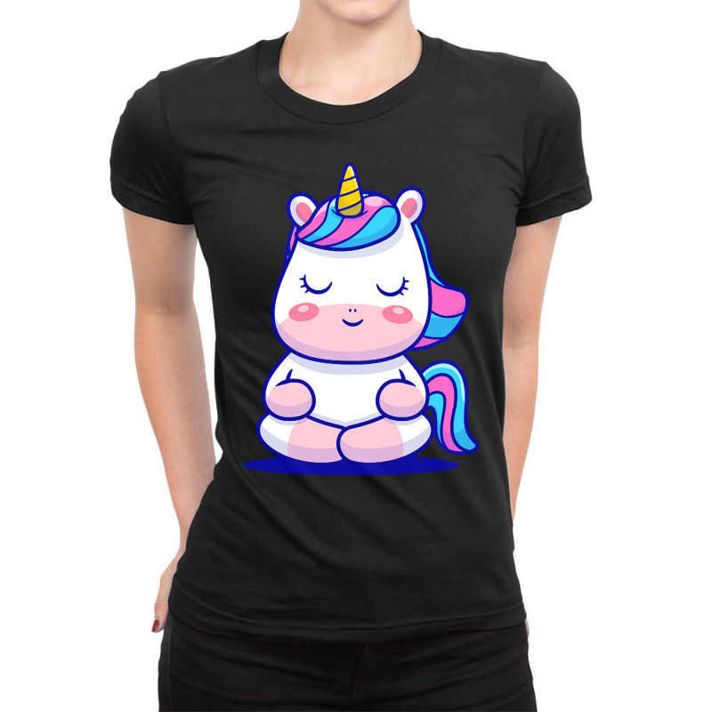 Meditation T  Shirt Cute Unicorn Meditation T  Shirt Ladies Fitted T-Shirt by elephantjellyfish | Artistshot